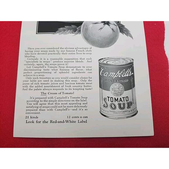 VTG 1925 Campbell's Tomato Soup Kitchen Food Ephemera 1920's Print Ad Near Mint - Picture 4 of 5